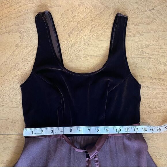 Vintage Chocolate Brown Velvet Bodice Cocktail Dress Size Small - Picture 5 of 7